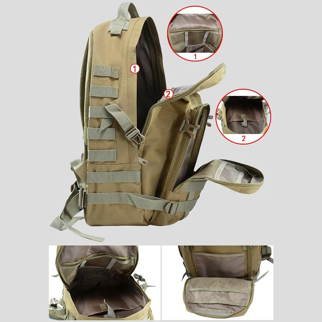 41L Military Tactical Backpack For Men Camping Hiking Trekking Daypack Rucksack Bag MOLLE 3 Day Assault Pack (Jungle Digital)