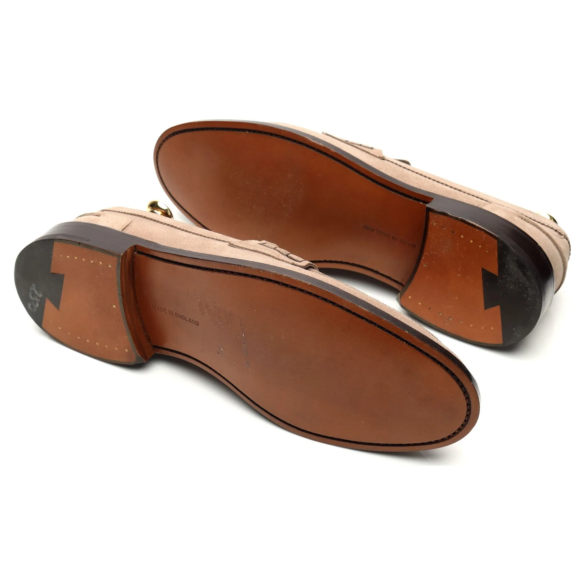 'Adam' Stone Grey Suede Split Toe Loafers UK 9