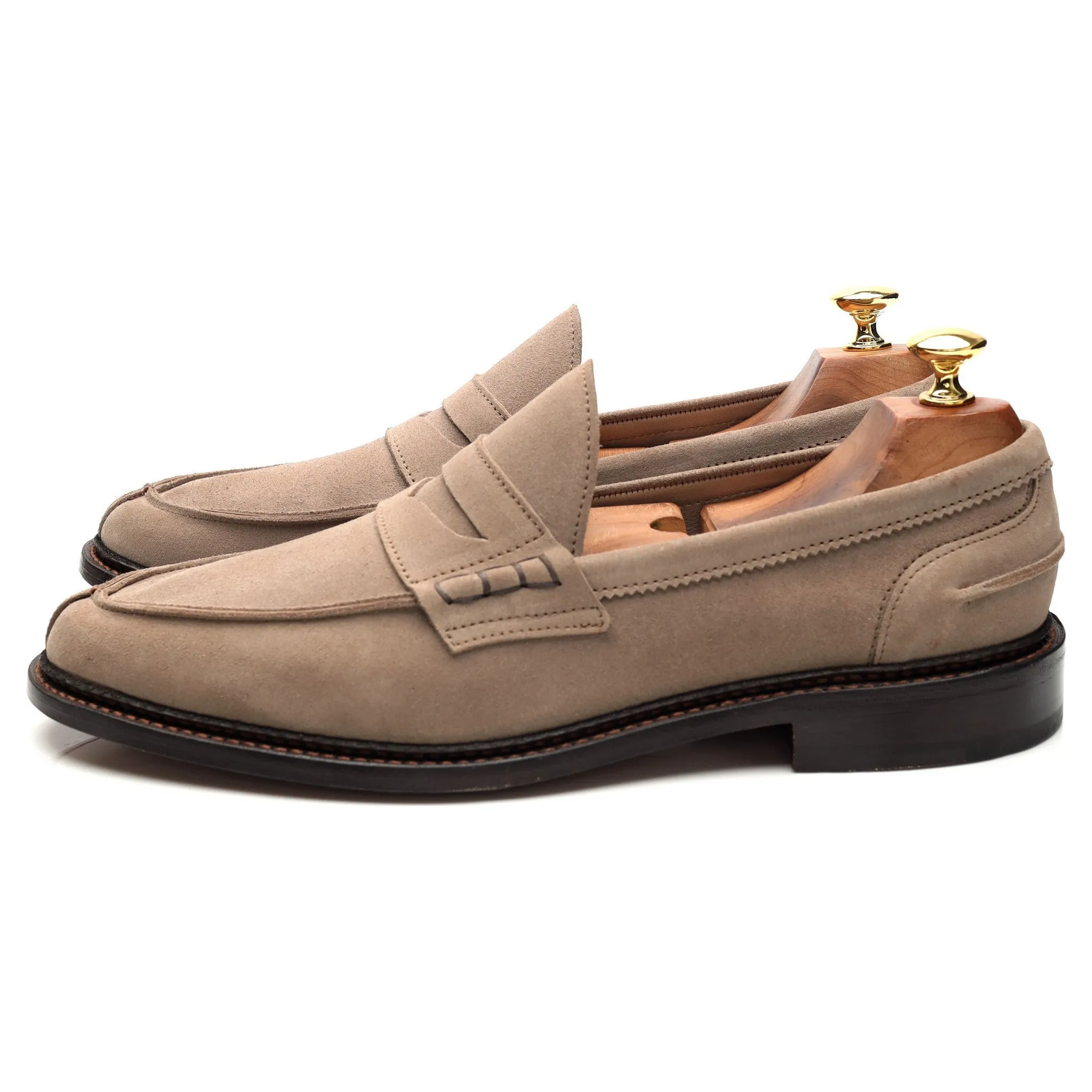 'Adam' Stone Grey Suede Split Toe Loafers UK 9
