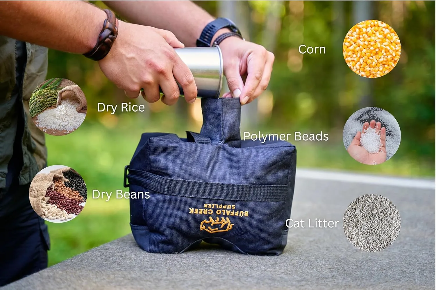 All Weather Durable Front and Rear Shooting Rest Bags, Rifle Rest Sand Bag for Bench Rest Shooting, Hunting, Target & Competitive Sports Shooting-Unfilled