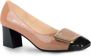 ANN CREEK Women's Pumps 'Angela' Shoes for Women Dressy Low Heel Rush Hour Office Shoes Two Tone Womens Pumps Square Toe 2.4 Inch Chunky Heel Slip On