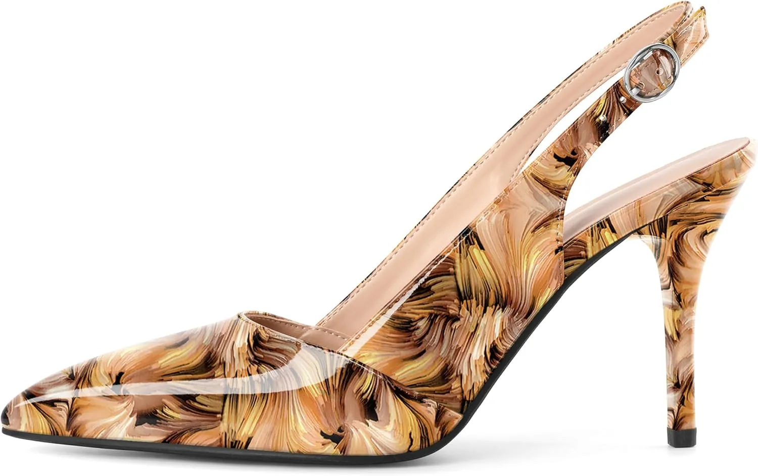 AUMOTED Women's Slingback D'Orsay Slip-on High Heels Pointed Toe Stiletto Ankle-Strap Heel Pump Dress Shoes 3.5 Inch