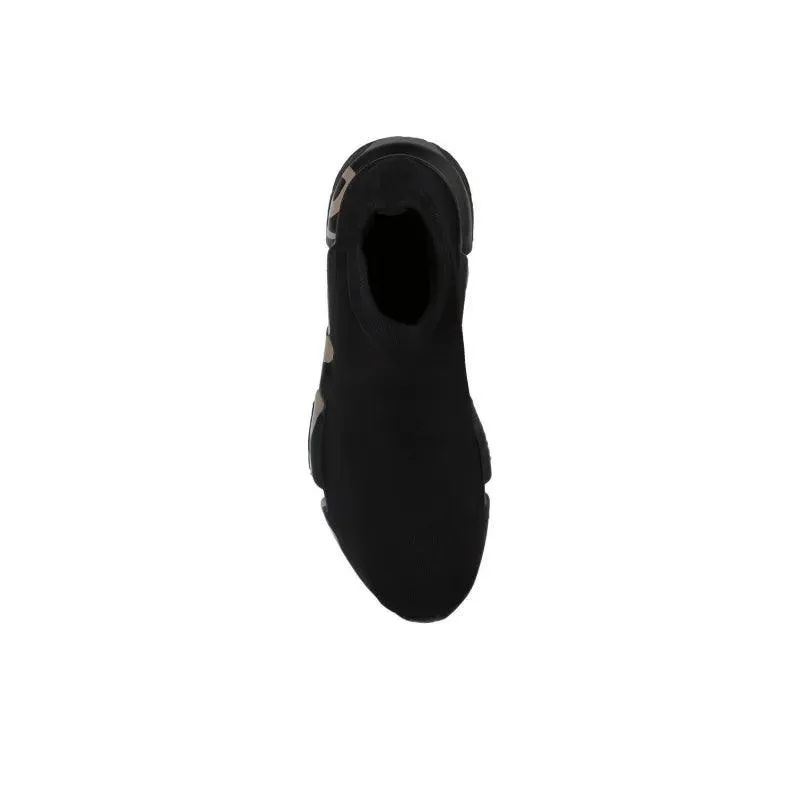 Balenciaga Speed Graffiti Trainers Black Dark Beige