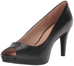 Bandolino Women's Rainaa Pump, Black Leather PU, 11