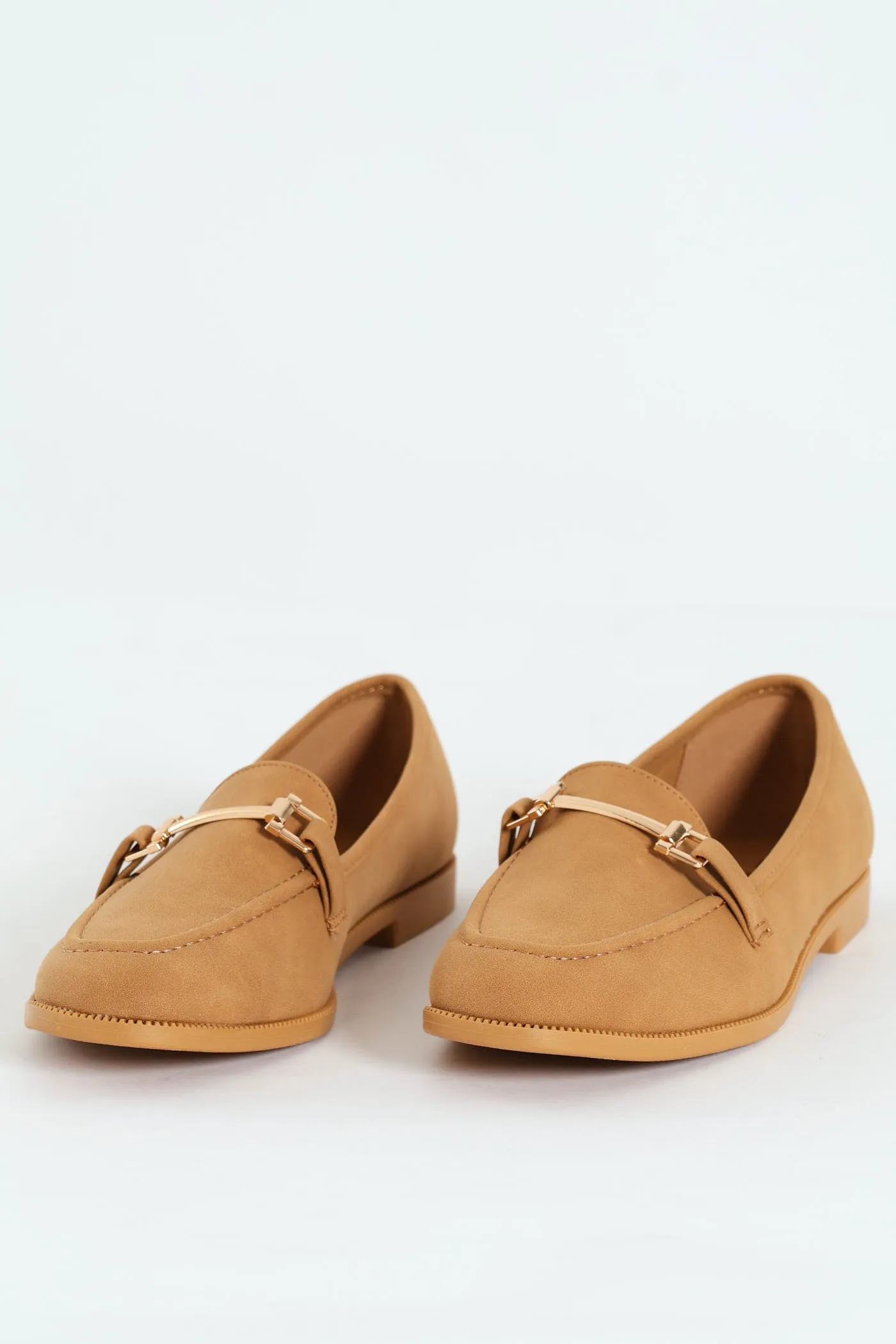 Bar Trim Suede Loafer - Camel