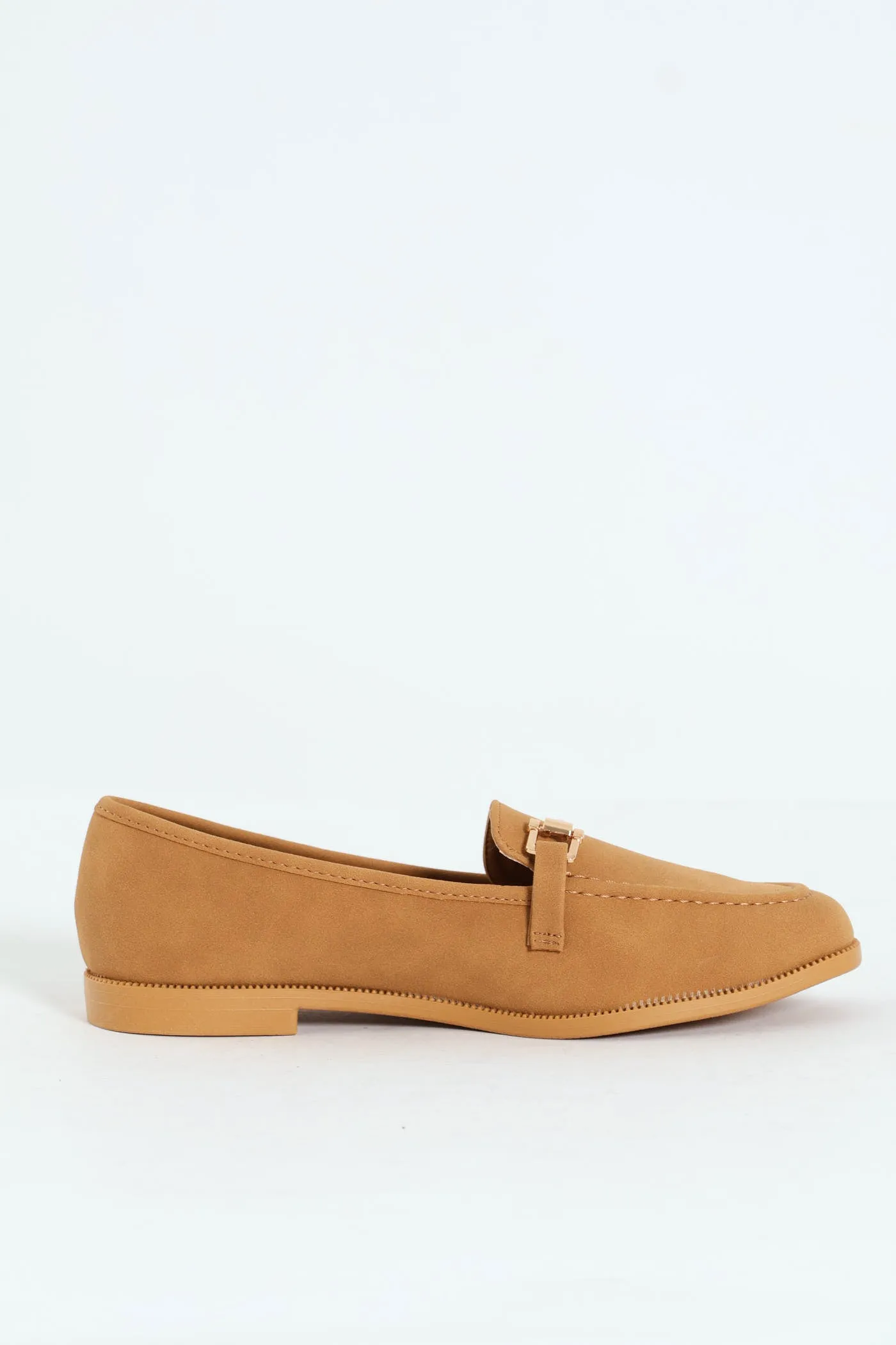 Bar Trim Suede Loafer - Camel