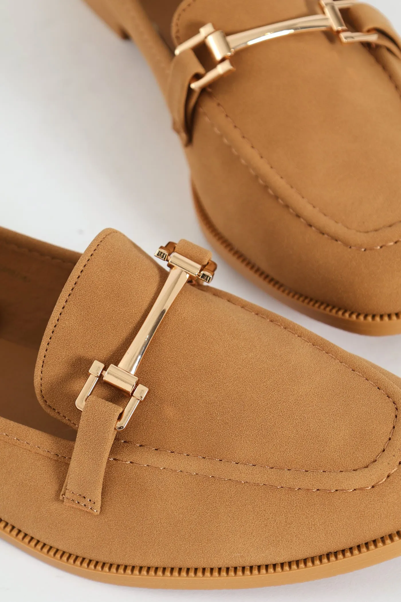 Bar Trim Suede Loafer - Camel
