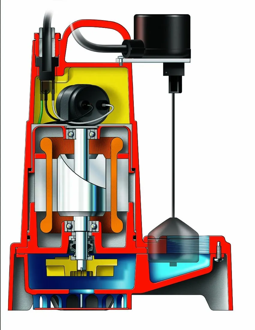 Barnes Model 112552 Model SP33VFX Submersible Sump Pump - High-Efficiency for Residential Use, Cast Iron Vortex Impeller, 1/3 HP, 3000 GPH, Piggy Back Mechanical Float Switch, 20' Cord, 9"x9"