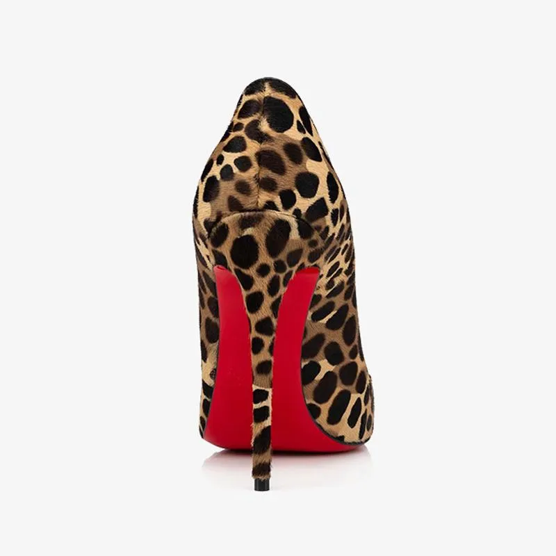 Beige and Brown Print Suede Pump