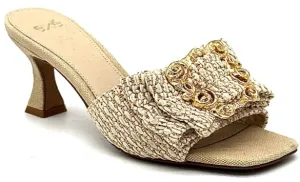 BEIGE APHRODITE GOLD BUCKLE SANDAL HEEL