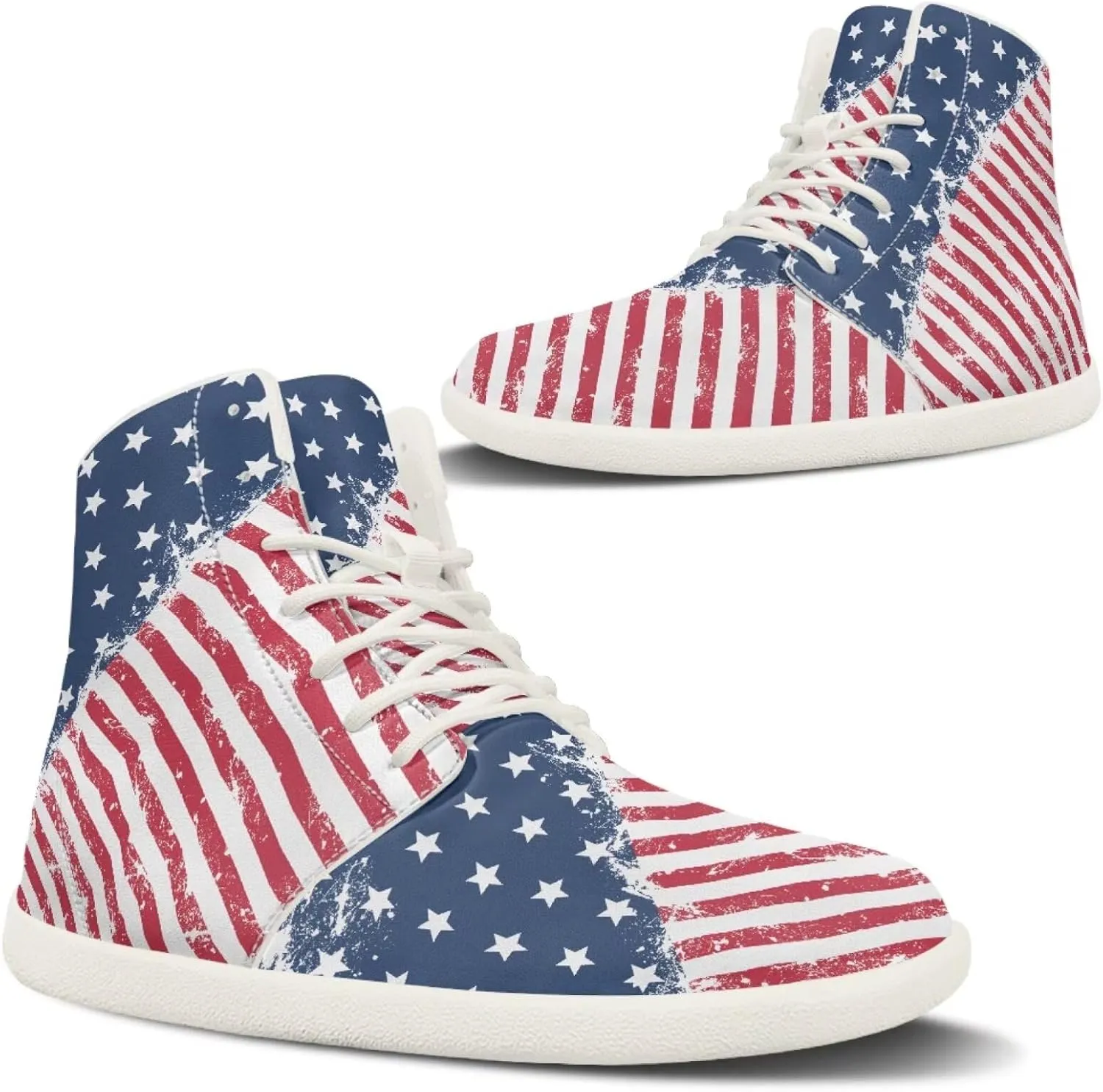Belidome Women's High Tops Barefoot Shoes Slip On Casual Leather Boots Sneakers for Tennis