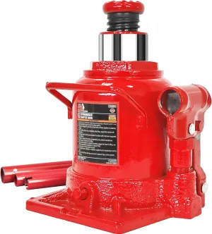 BIG RED T92007A Torin Hydraulic Stubby Low Profile Welded Bottle Jack, 20 Ton (40,000 lb) Capacity, Red