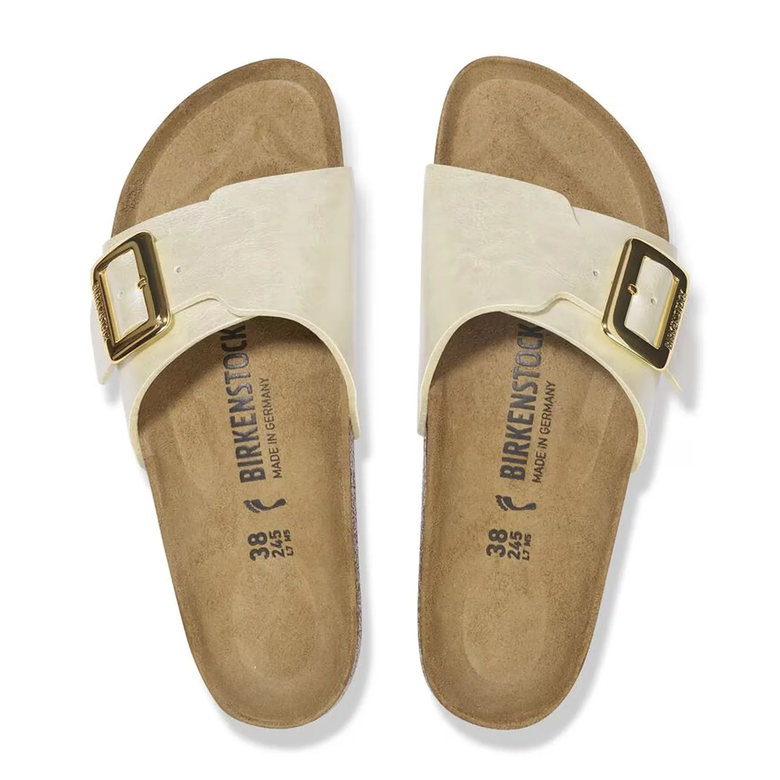 Birkenstock Catalina Luxe Buckle Narrow Slide Sandal (Women) - Graceful Pearl White
