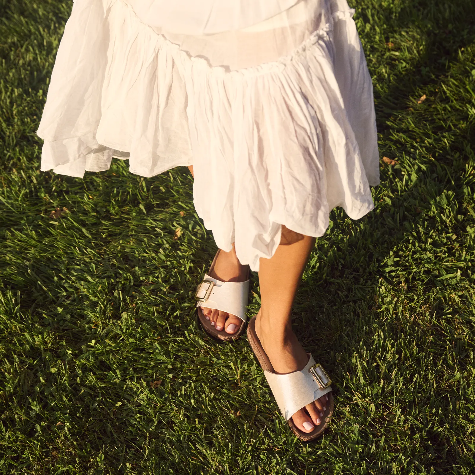 Birkenstock Catalina Luxe Buckle Narrow Slide Sandal (Women) - Graceful Pearl White