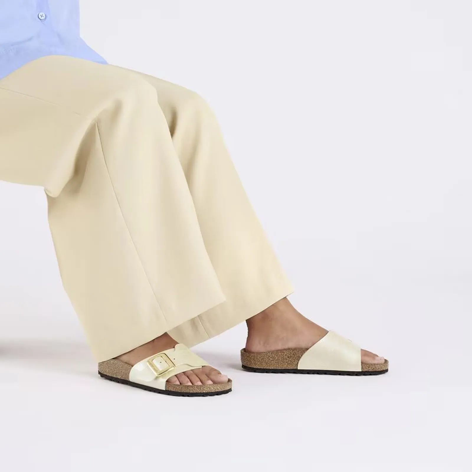 Birkenstock Catalina Luxe Buckle Narrow Slide Sandal (Women) - Graceful Pearl White