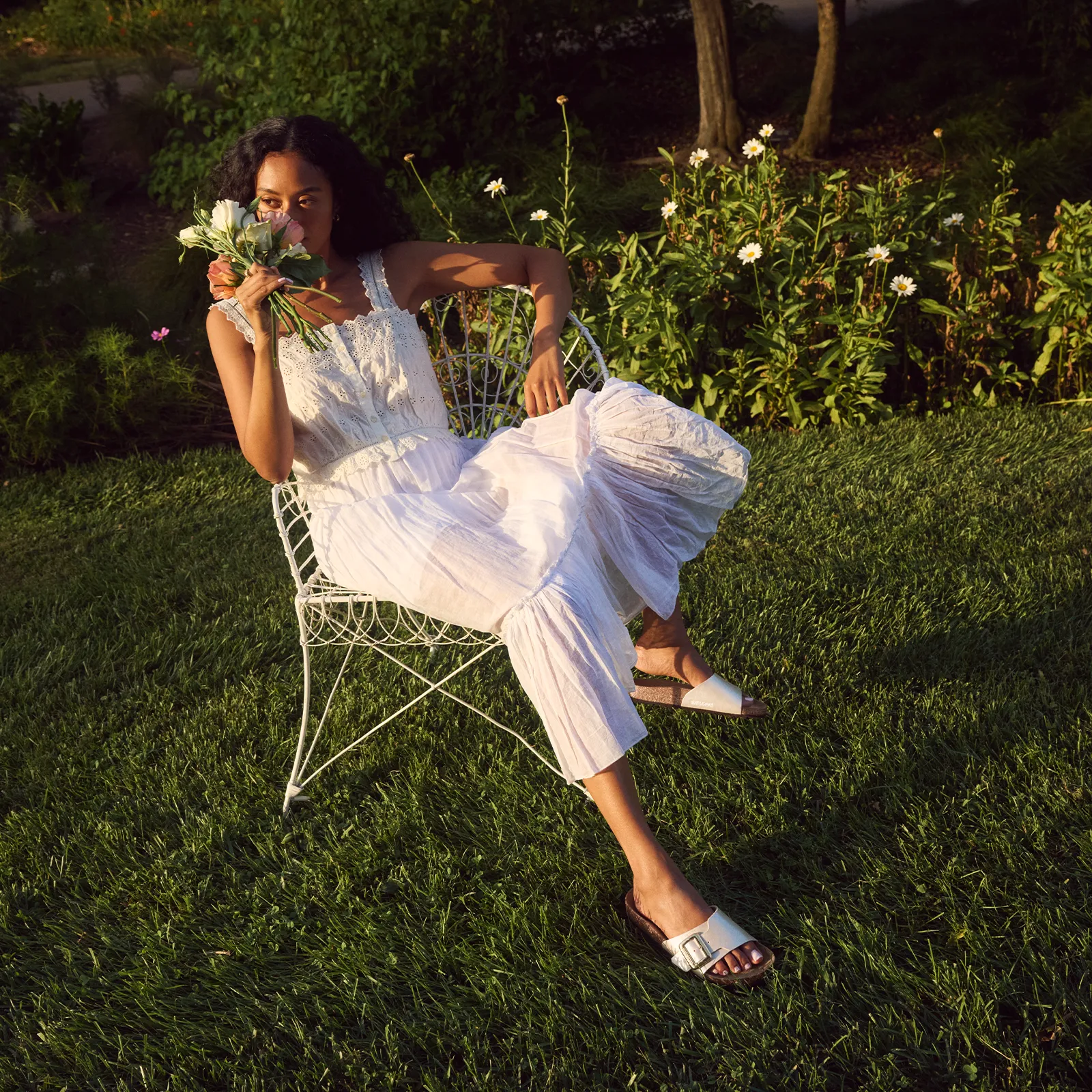 Birkenstock Catalina Luxe Buckle Narrow Slide Sandal (Women) - Graceful Pearl White