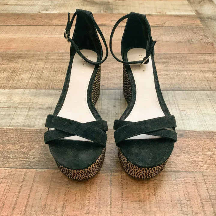Black/Leopard Promotional Bella Cecelia Sandals International tracking New Buckle Wedge Platform York Ankle Strap