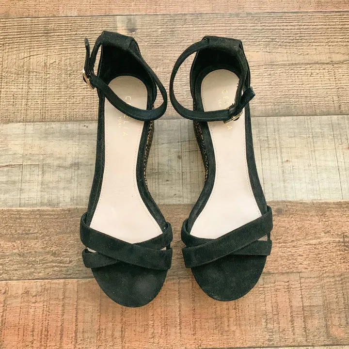 Black/Leopard Promotional Bella Cecelia Sandals International tracking New Buckle Wedge Platform York Ankle Strap