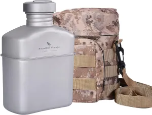Boundless Voyage Titanium Military Canteen Outdoor Camping Hiking Water Bottle Mess Kit (Ti15158A (No cups))