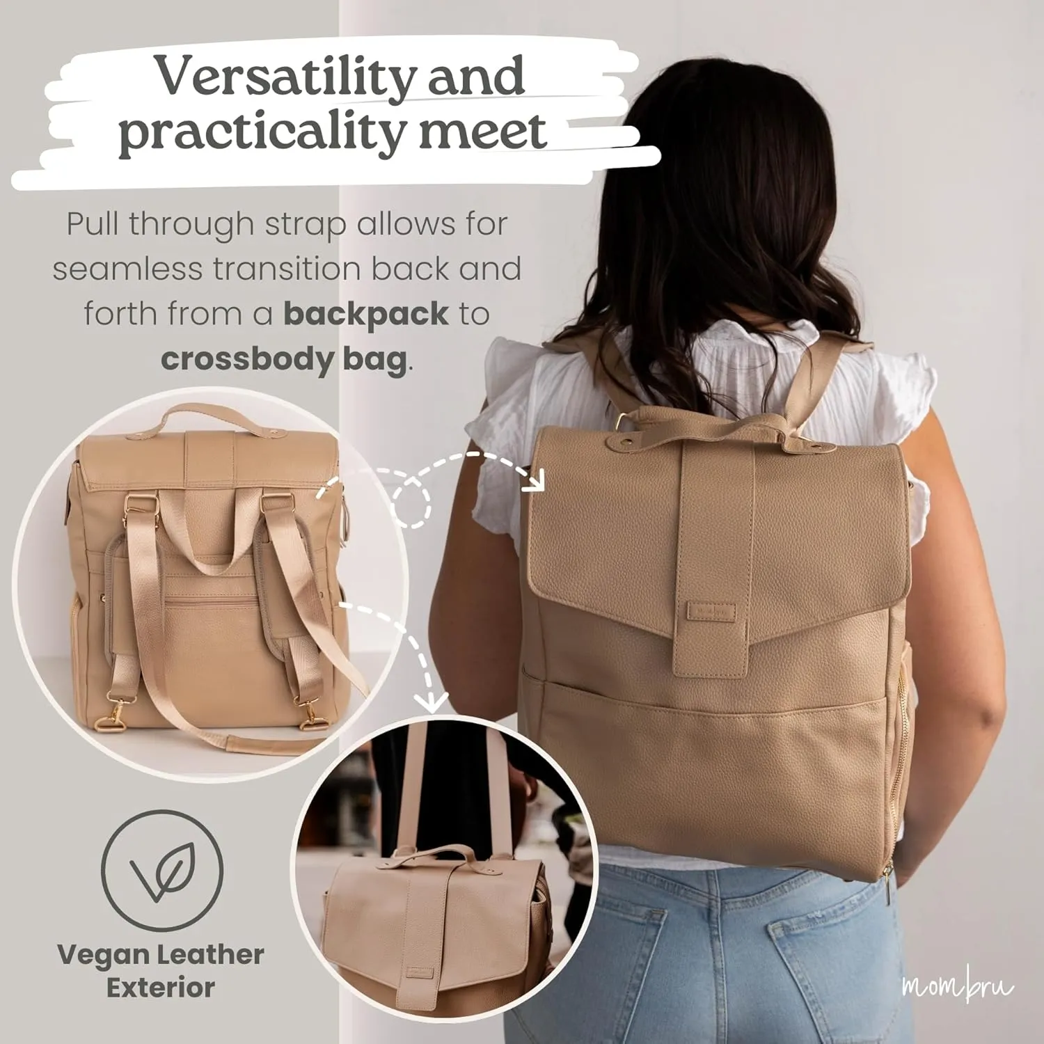 Breast Milk Storage Bag with Cooler Pocket, Insulated Tote (Regular), Sand