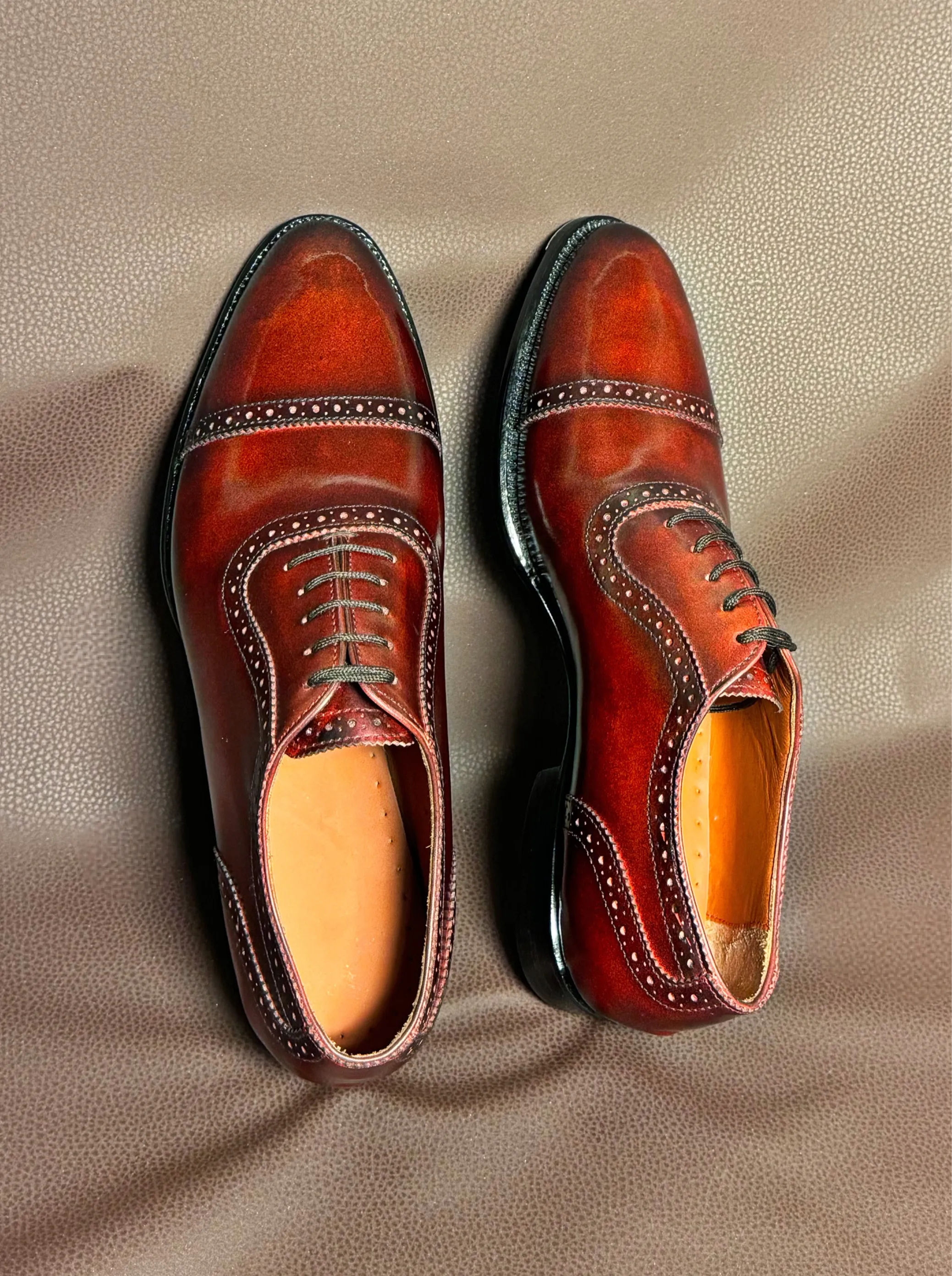Burgundy cap toe oxford