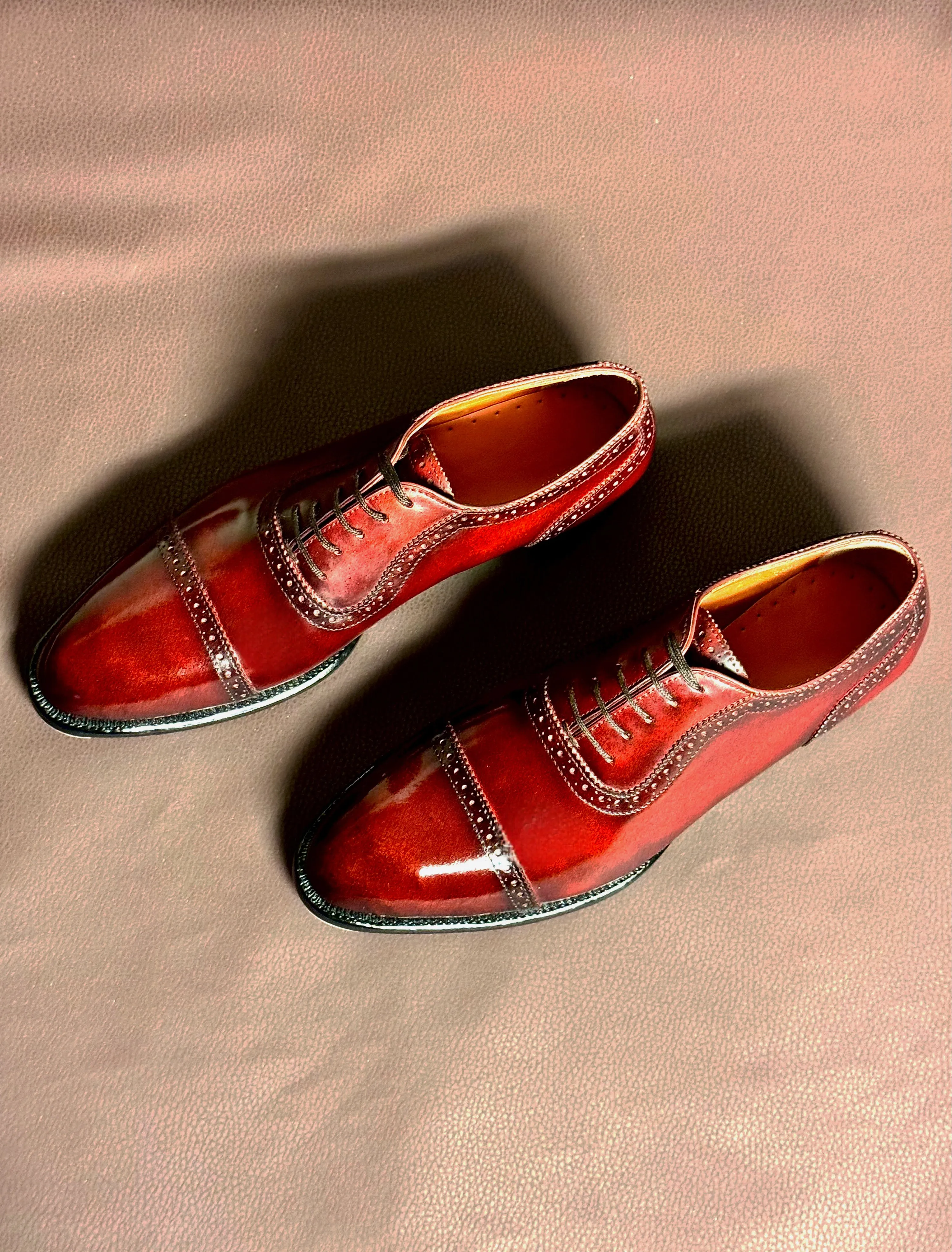 Burgundy cap toe oxford