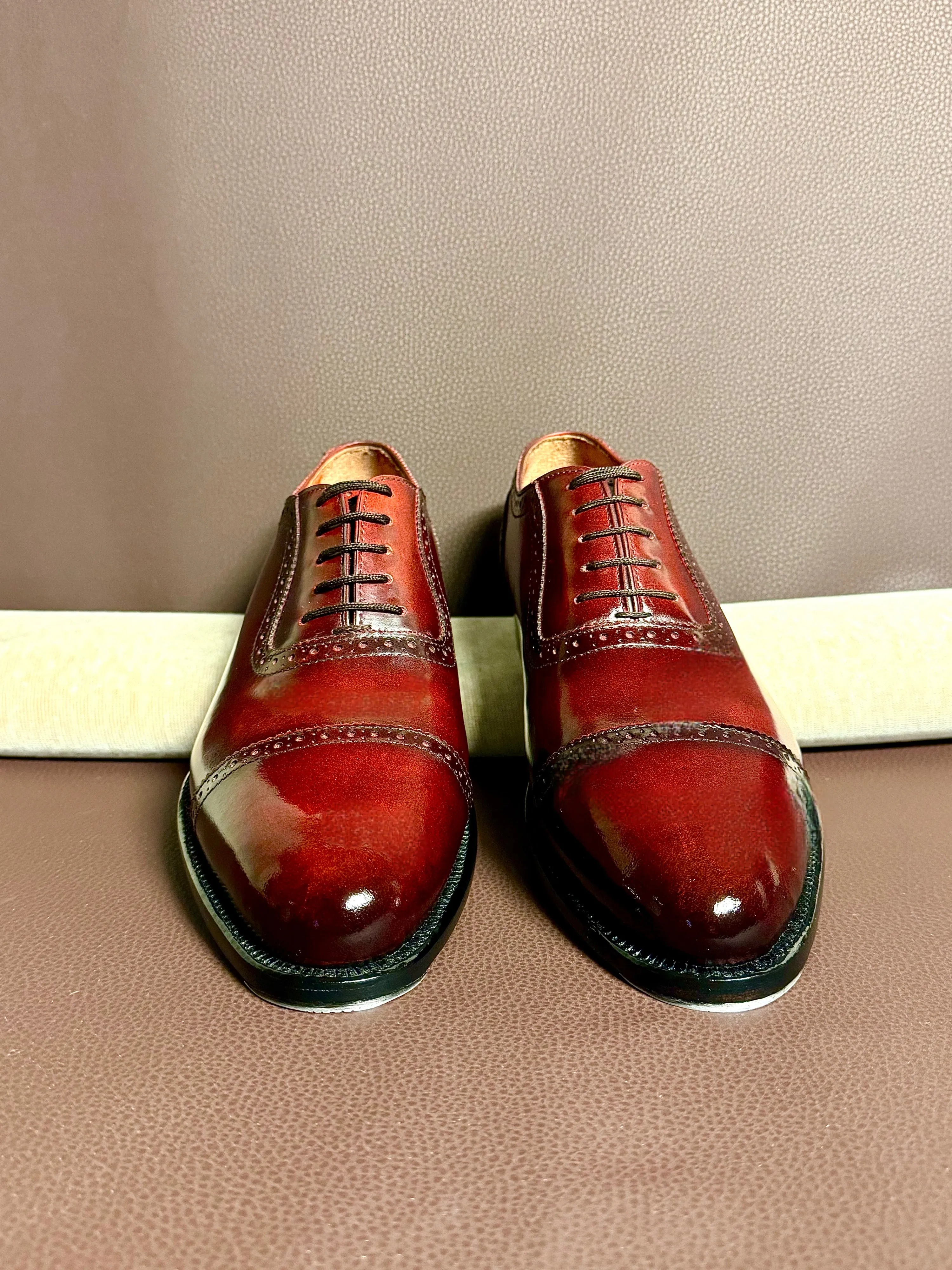 Burgundy cap toe oxford