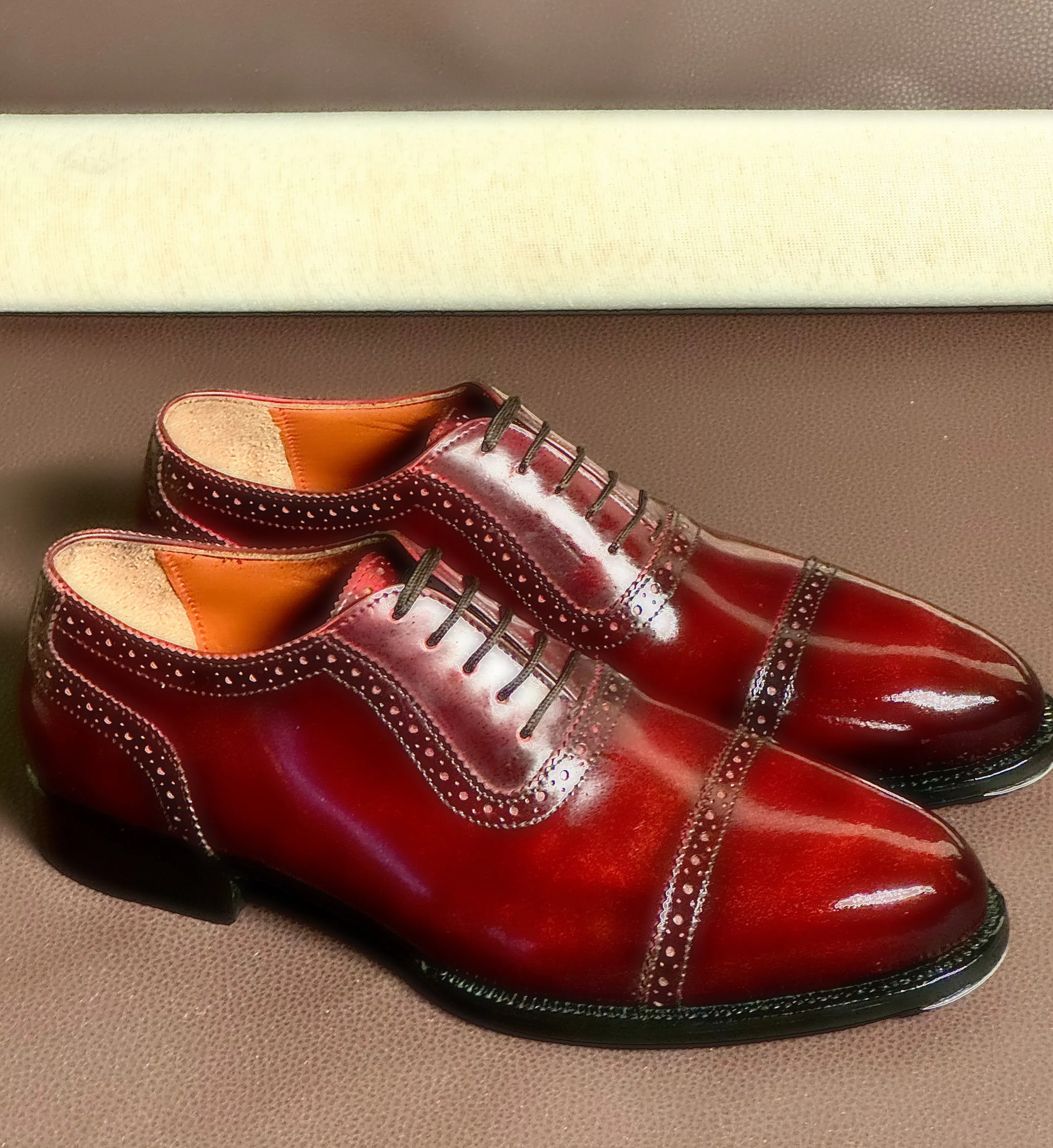 Burgundy cap toe oxford