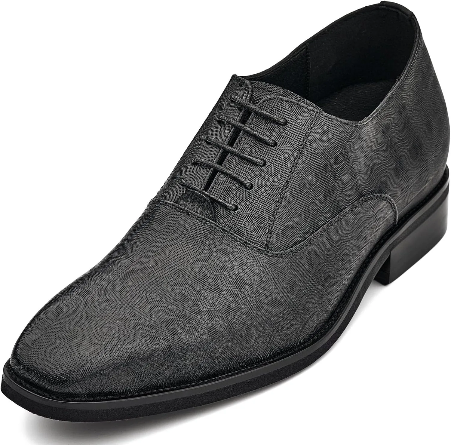 CALTO Men's Invisible Height Increasing Elevator Shoes - Black Micro-Perforated Leather Lace-up Formal Dress Oxfords - 3 Inches Taller - Y3520 - Size 9 D(M) US