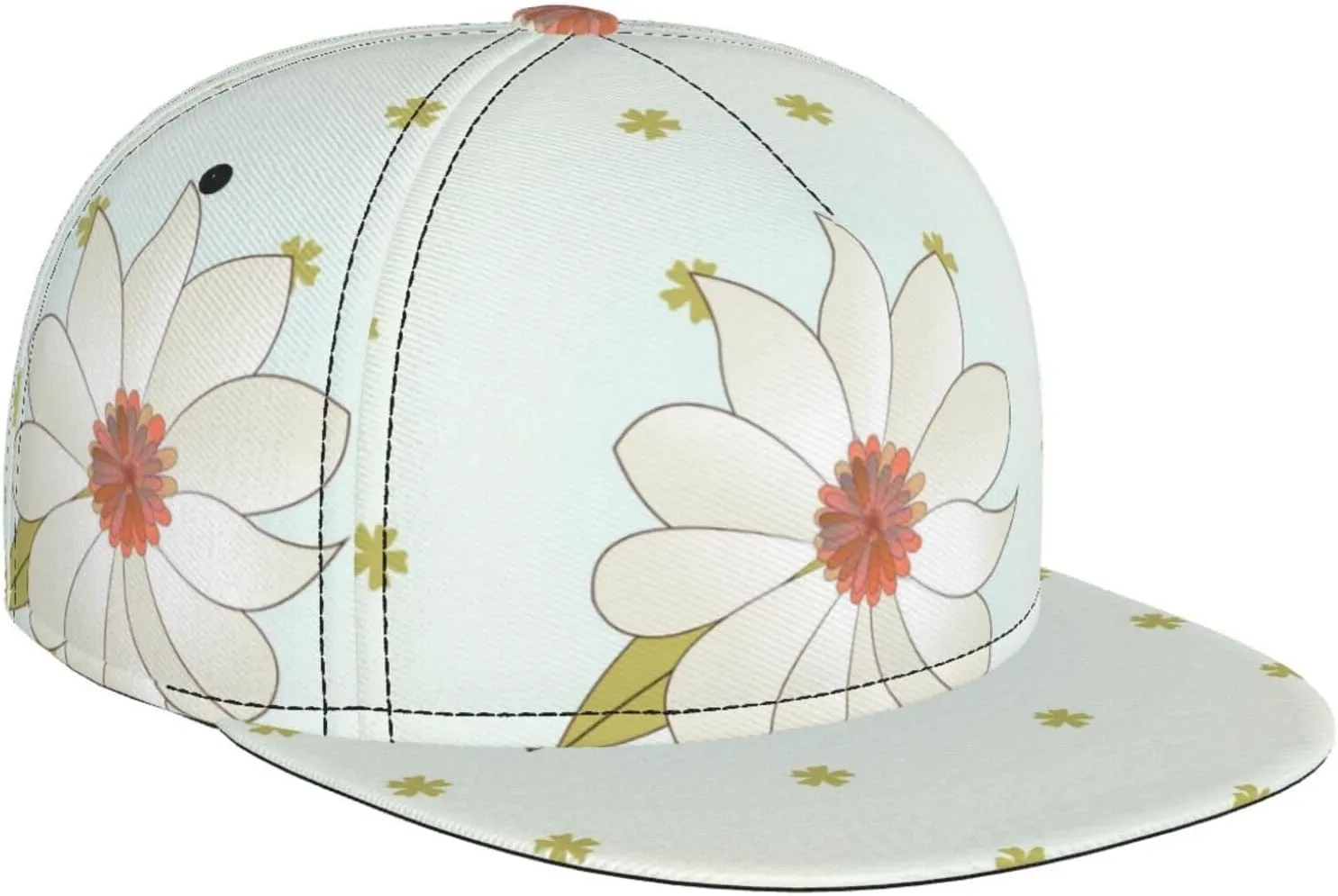 Camellia in Bloom Outdoor Sports Baseball Cap, Daily Sports Adjustable Fashionable Flat Brim hat, Unisex Four-Season Outdoor Sports Cap, Black