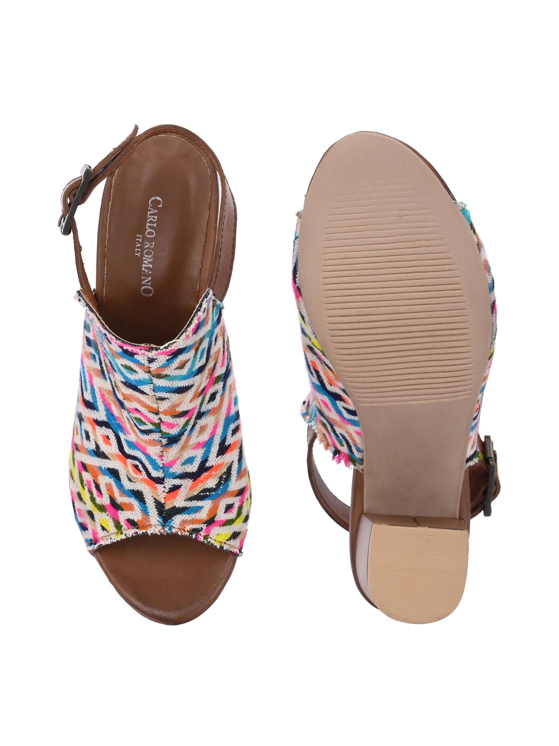 CARLO ROMANO MULTI COLOR TEXTILE SANDAL FOR WOMEN