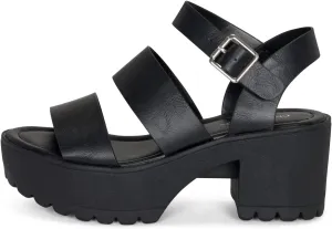 Chariot & Co- Credit- Women's Open Toe Double Band Ankle Buckle Block Heel Platform Lug Sole Sandal