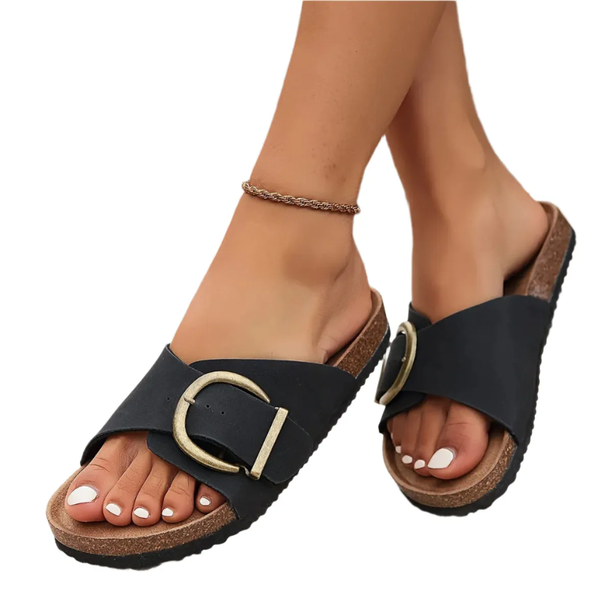 Charlotte - Platform sandals for women with decorative buckle