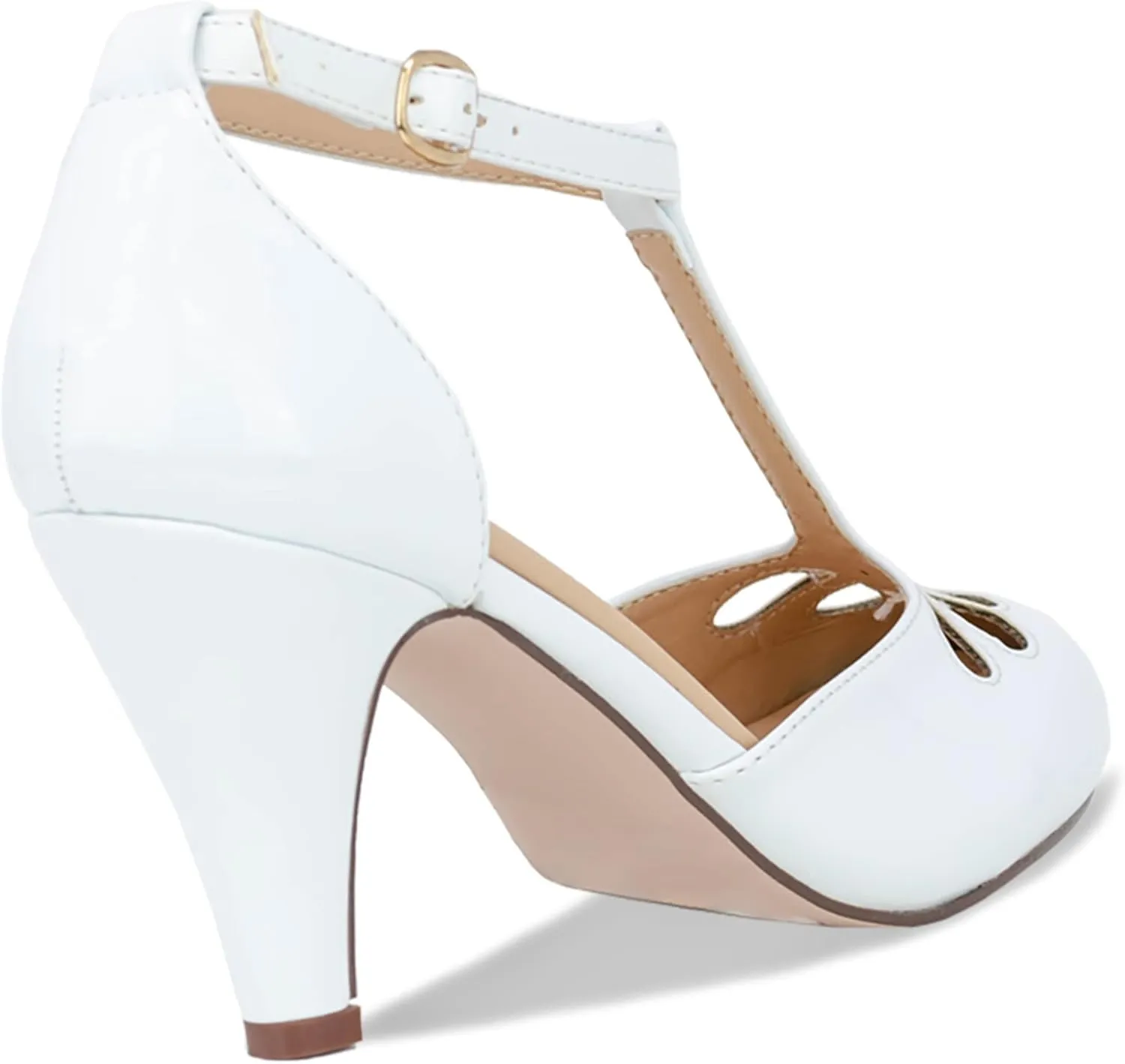 Chase & Chloe Women Mary Jane Oxford Pumps - Cute Low Kitten Heels - Retro Round Toe Shoe with Ankle Strap