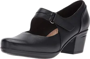Clarks Emslie Lulin Pump, Black Leather, 8.5 Wide