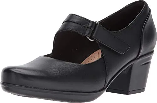 Clarks Emslie Lulin Pump, Black Leather, 8.5 Wide