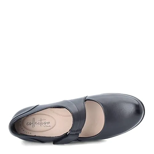 Clarks Emslie Lulin Pump, Black Leather, 8.5 Wide