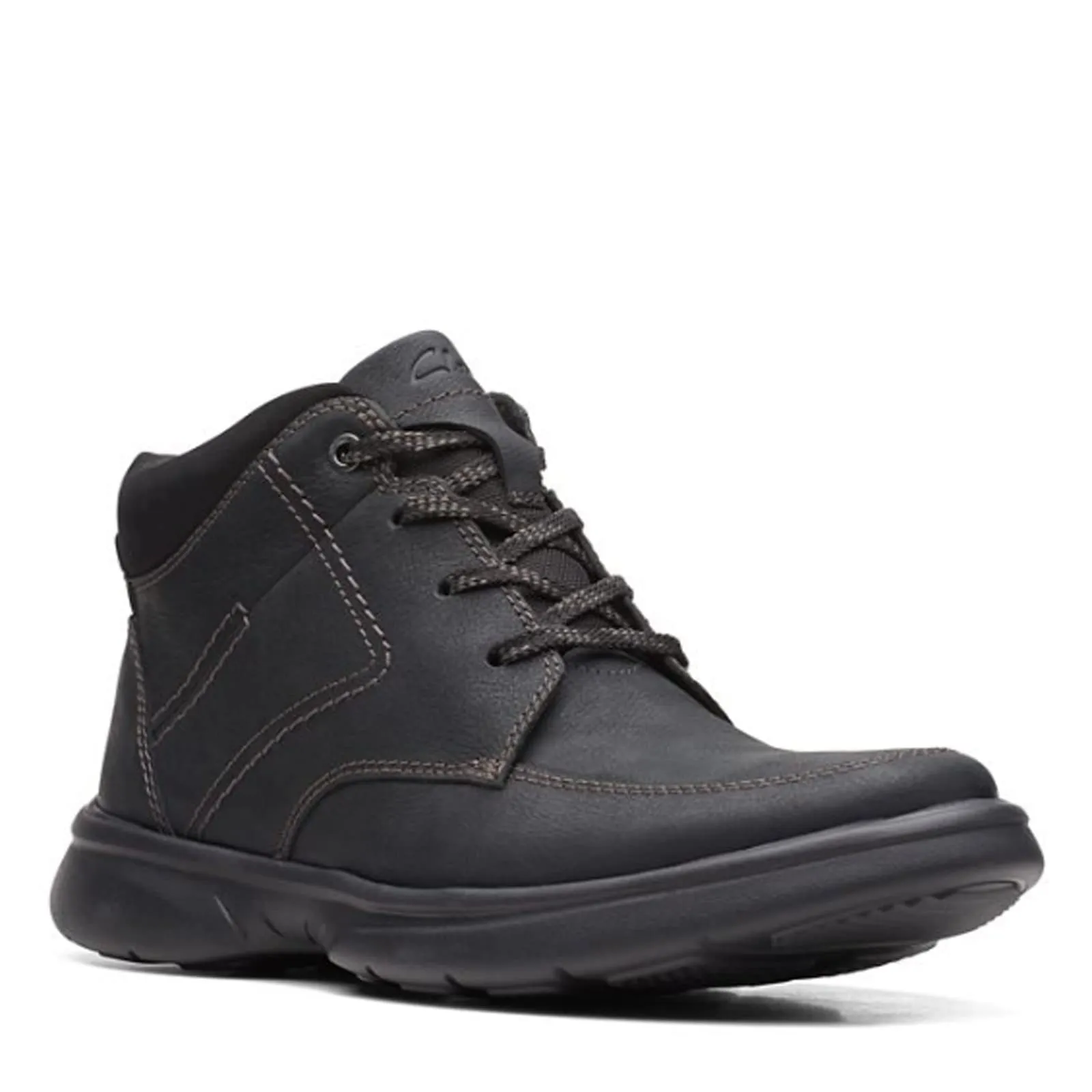 Clarks Men's Bradley Mid Oxford Boot, Black Tumbled Leather, 12