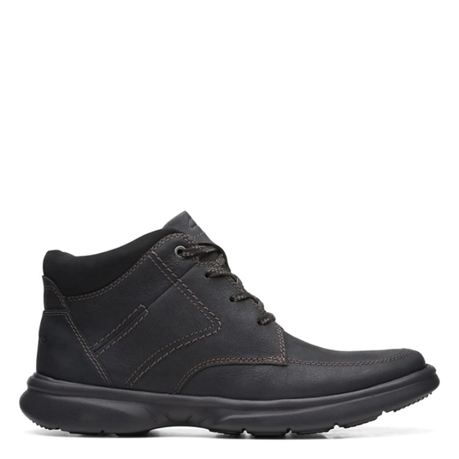 Clarks Men's Bradley Mid Oxford Boot, Black Tumbled Leather, 12