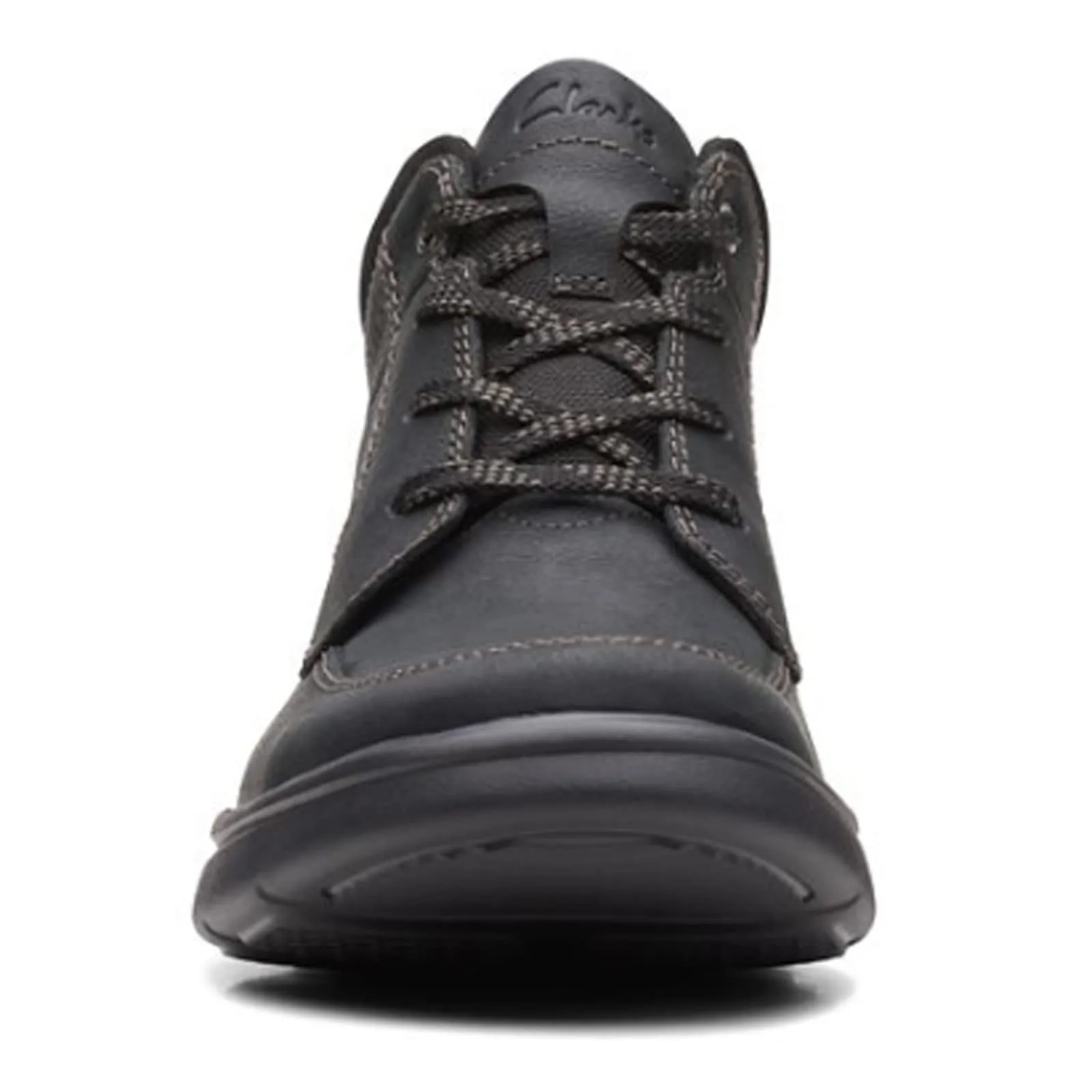 Clarks Men's Bradley Mid Oxford Boot, Black Tumbled Leather, 12