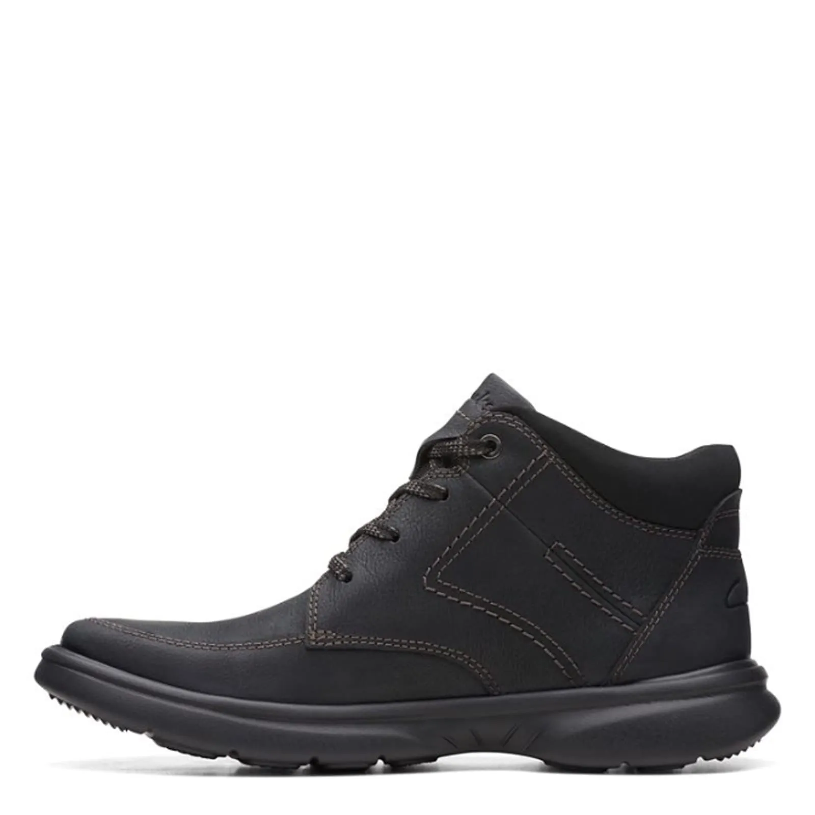 Clarks Men's Bradley Mid Oxford Boot, Black Tumbled Leather, 12