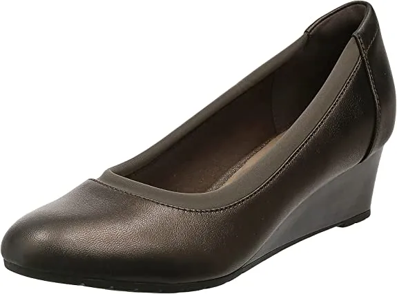 Clarks Women's Mallory Berry Platform, Metallic Leather, 11M