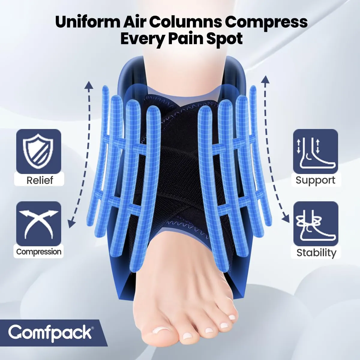 Compression Ankle Ice Pack Wrap for Sprain & Fracture, Ankle Support Brace with 2 Cold Packs, Reusable Gel Cold Hot Therapy for Injuries, Plantar Fasciitis, Achilles Tendonitis, Surgery