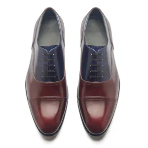 Contemporary Balmoral - Navy & Maroon Museum Calf | Hand Welted