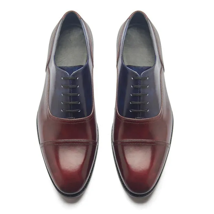 Contemporary Balmoral - Navy & Maroon Museum Calf | Hand Welted