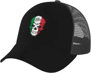 Creative Italy Patriot Skull National Flag Baseball Cap Adjustable for Men Women Breathable Mesh Back Baseball Caps Casual Outdoor Hat Trucker Hat