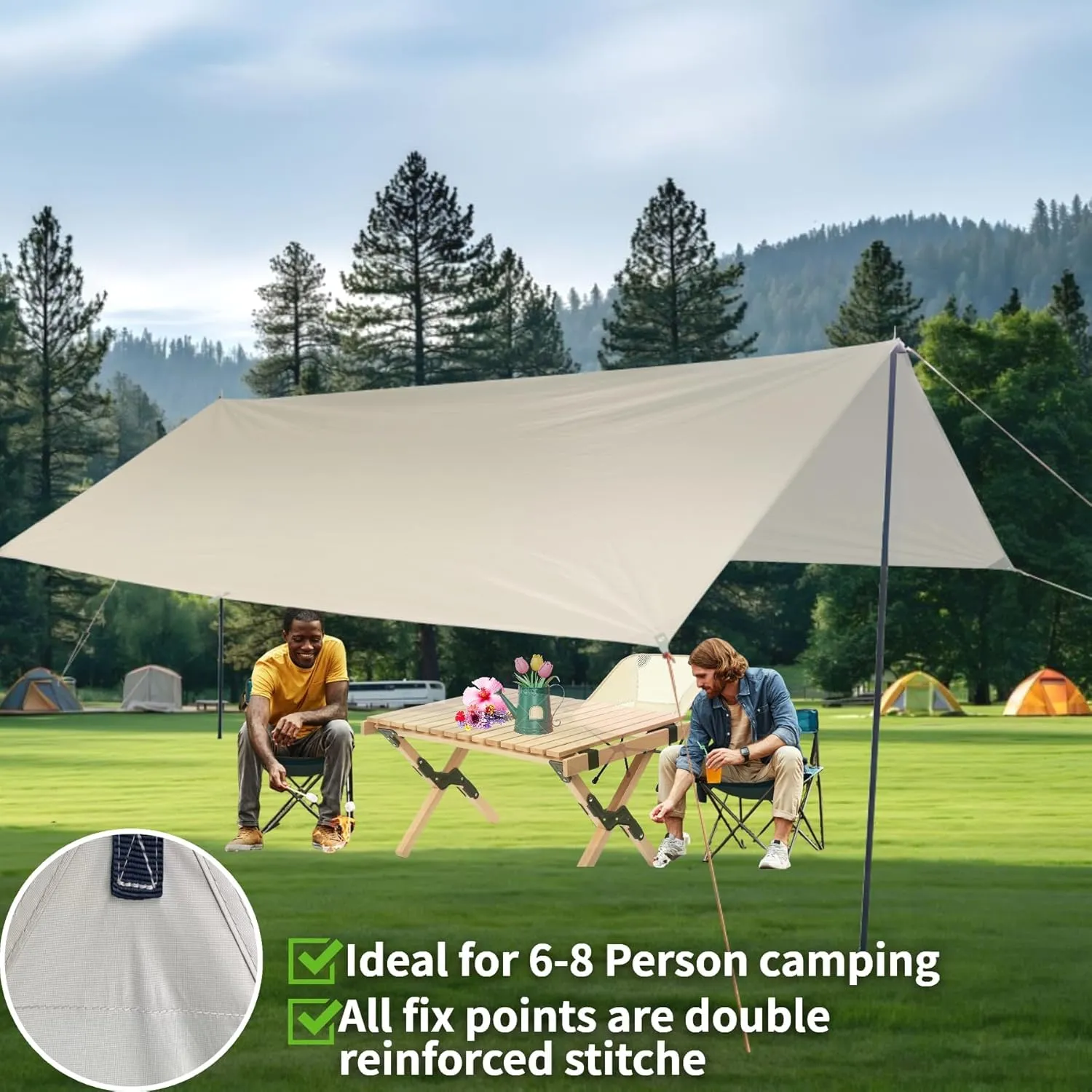 DANCHEL OUTDOOR B2 Waterproof Glamping Yurts for All Year Living with Stove Jack for 4/6 Person, Portable 4 Season Bell Tent for Camping Hot Tent 300D Oxford Nylon Glamping Accessories,13ft/16.4ft