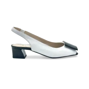 DI CHENZO Women's 9913 White Leather Black Combo