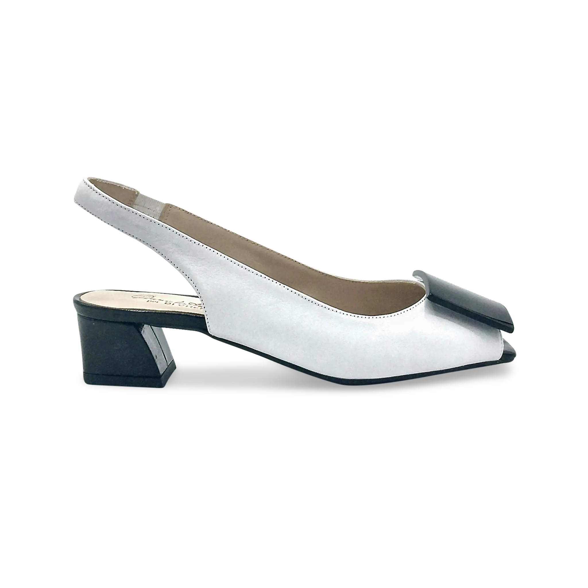 DI CHENZO Women's 9913 White Leather Black Combo