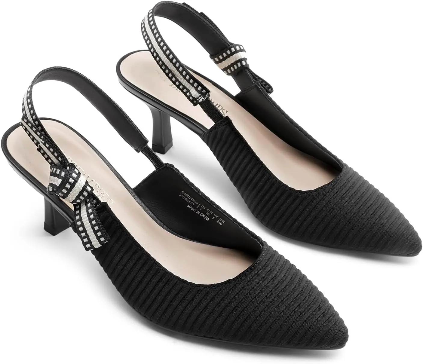 DREAM PAIRS Women's Kitten Heels Slingback Closed Toe Low Pumps Dress Bridal Elegant Wedding Casual Shoes
